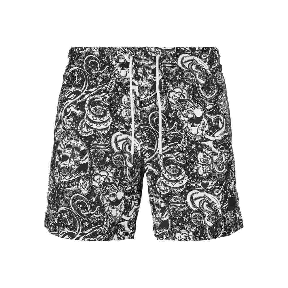 Urban Classics - Tattoo Zwemshorts - Zwart/Wit